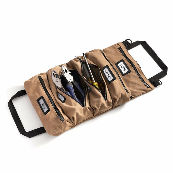 Multi-Purpose Tool Roll Up Bag Wrench Storage Roll Pouch - Khaki